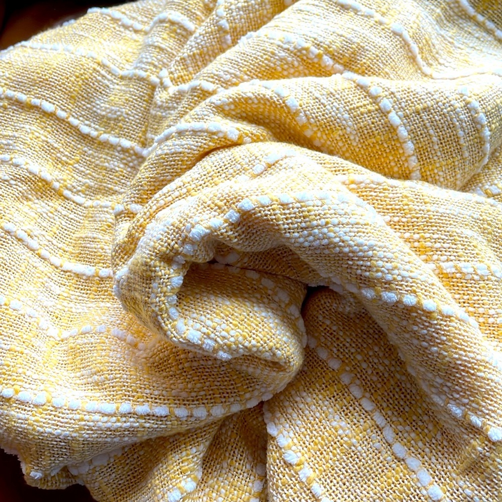 Artisan NY Home Yellow Loose Knit Decorative Throw Blanket Cozycore Scandi Boho - Picture 4 of 8